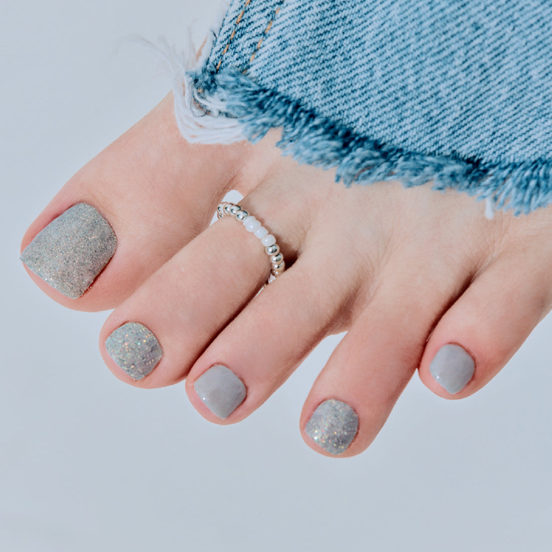 실버스파클 페디큐어 Silver Sparkle Pedicure